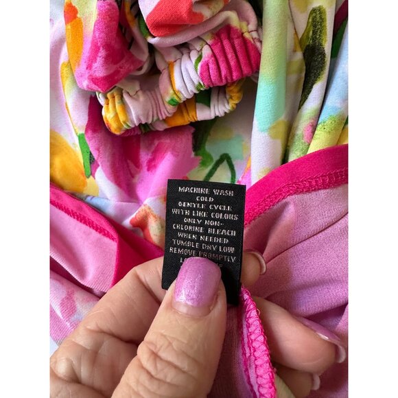 Slim Factor Blouse Investments Floral Womens Tunic Top Large 3/4 Ruffle Sleeve - Picture 10 of 10